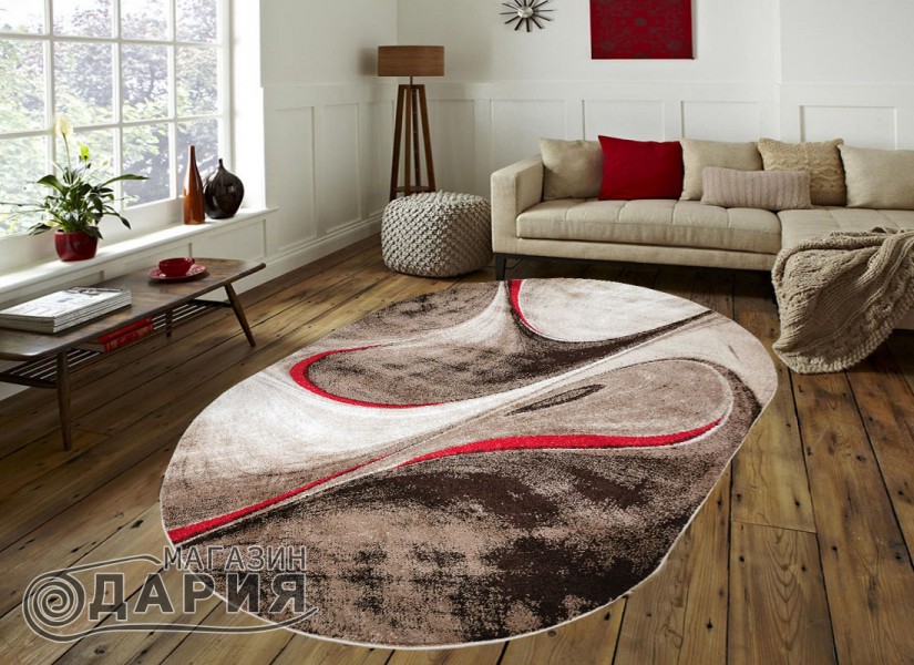 Тъкан килим MAGNOLIA 097 d.beige/red елипса